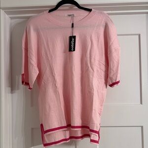 Pink with Dark Pink Trim Sweater